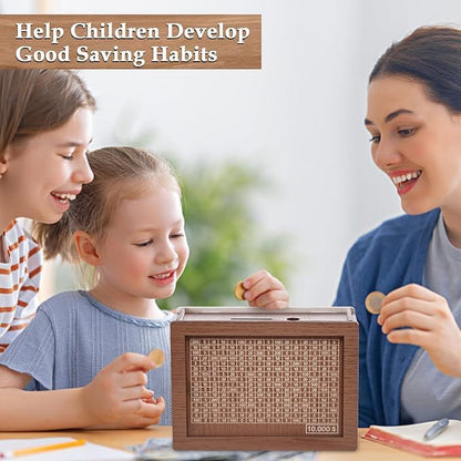 Wooden Piggy Bank For 1 Lakh Money Saving (With Marker)