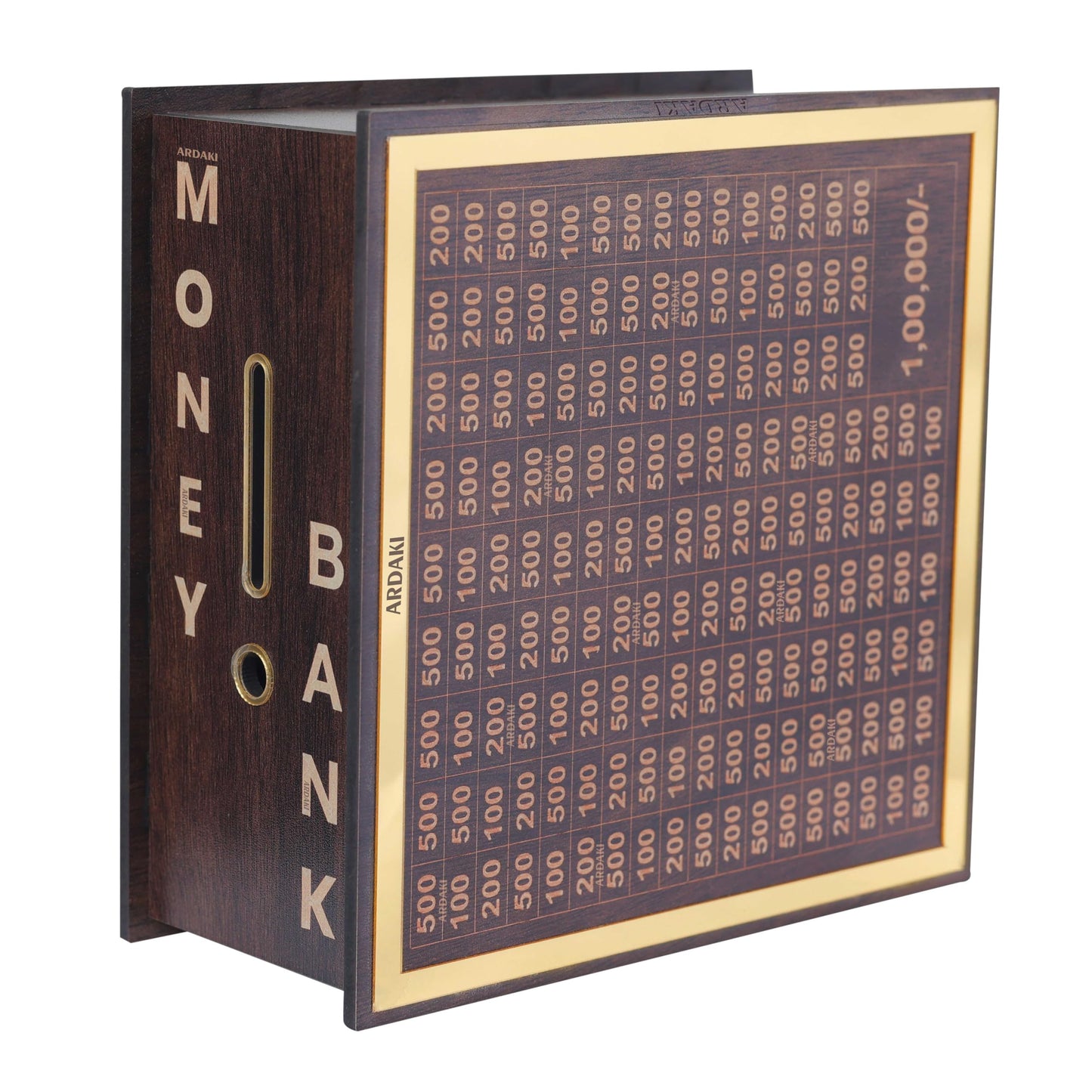 Wooden Money Bank ₹1 Lakh Savings Challenge Box