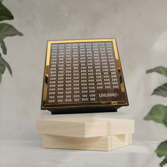Wooden Money Bank ₹1 Lakh Savings Challenge Box