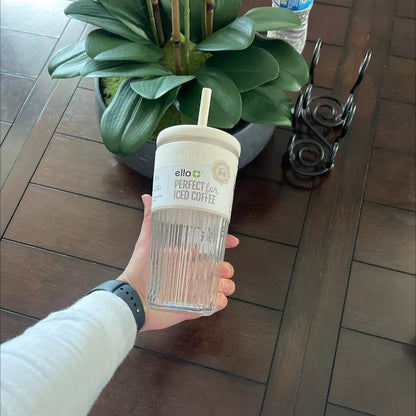 Glass Tumbler with Straw