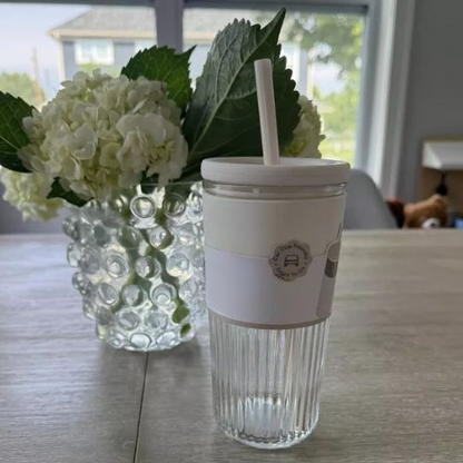 Glass Tumbler with Straw
