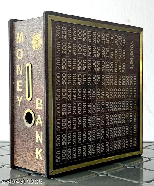 Wooden Money Bank ₹1 Lakh Savings Challenge Box