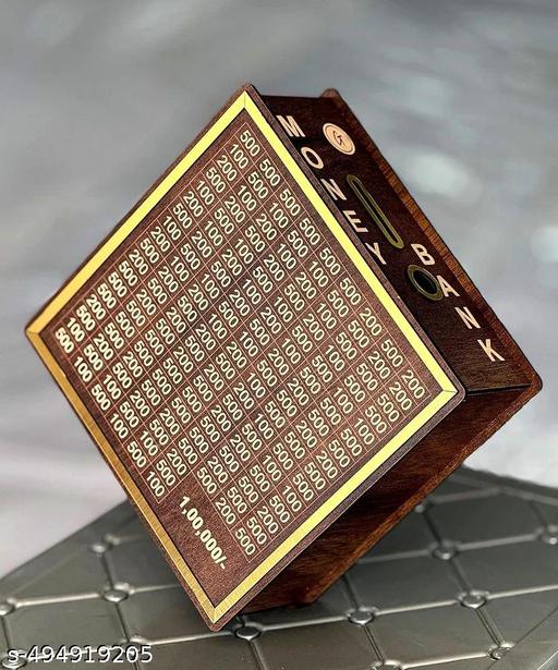 Wooden Money Bank ₹1 Lakh Savings Challenge Box